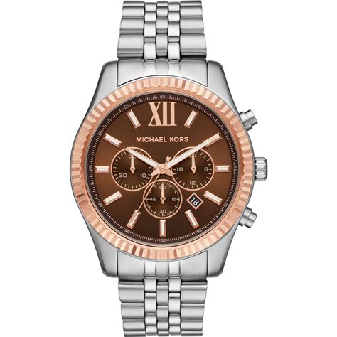 michael kors mk8732|Michael Kors Lexington Chronograph Brown Dial Silver Steel .